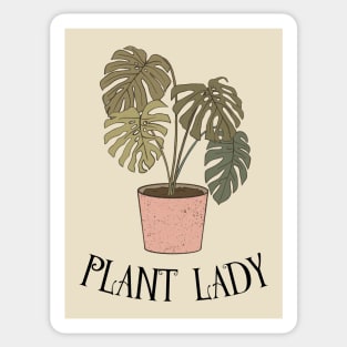 Plant Lady - Boho Monstera Plant (Black) Sticker